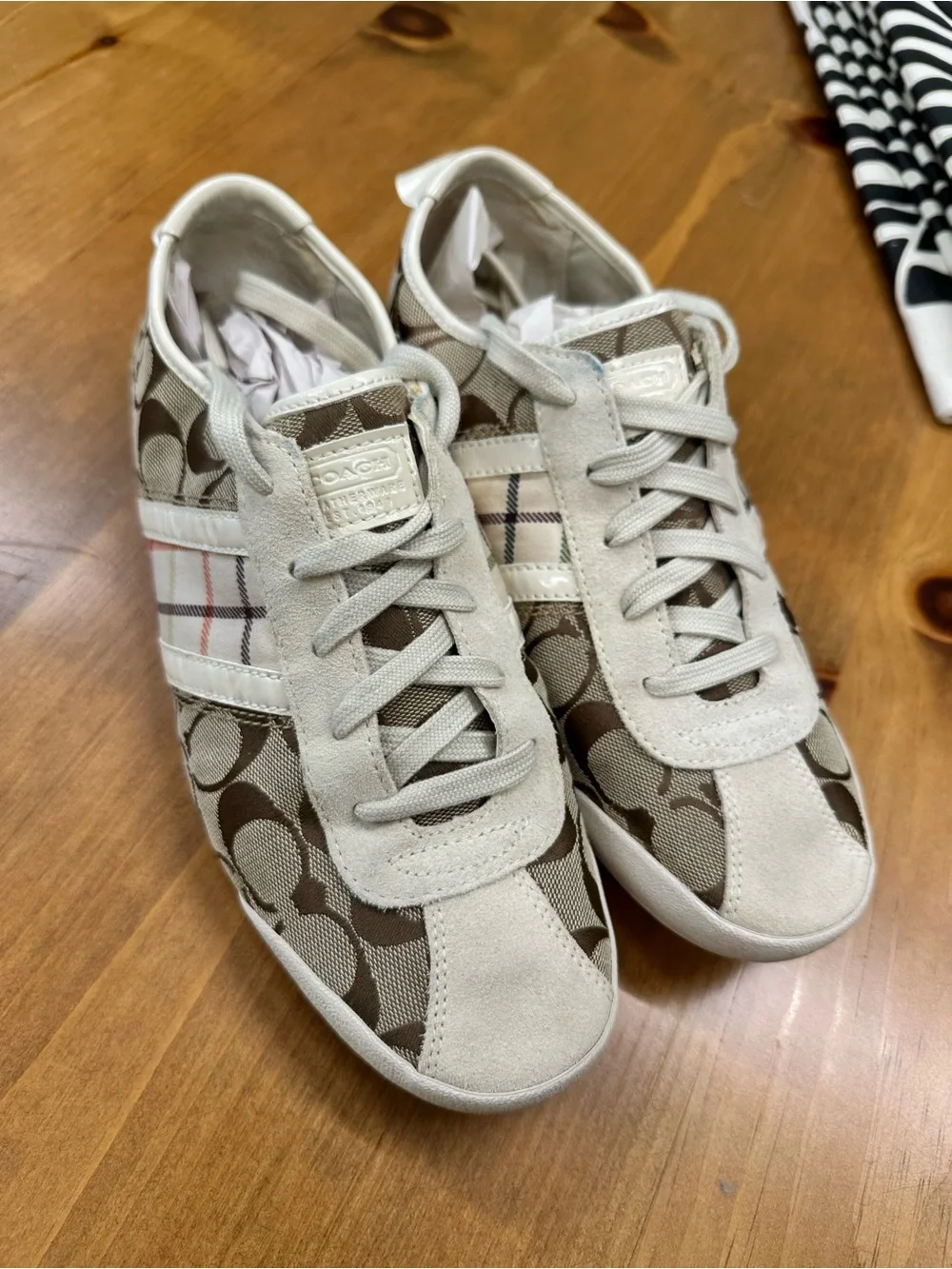 Coach Beige and Brown Signature Runner Sneakers